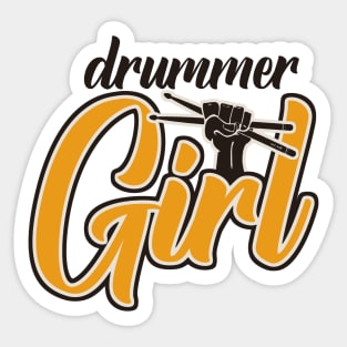 Drummer Girl Retro Sticker